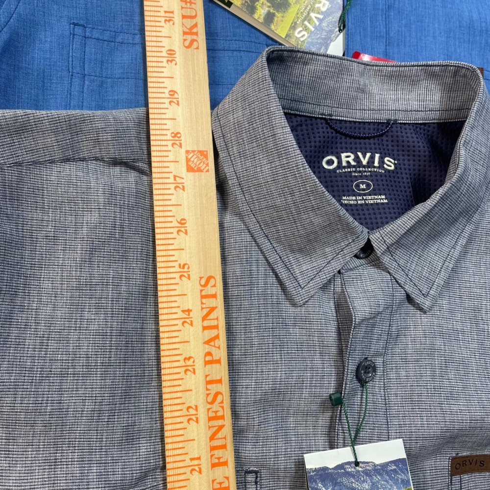 Orvis Mens M Short Sleeve Button Down Shirt 2 Pack Blue Grey Classic Collection‎ - Picture 4 of 9